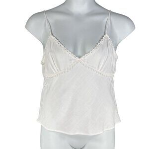L.A. Hearts Womens XL White Babydoll Ruffle Trim Cami Top Linen Blend Clean Girl